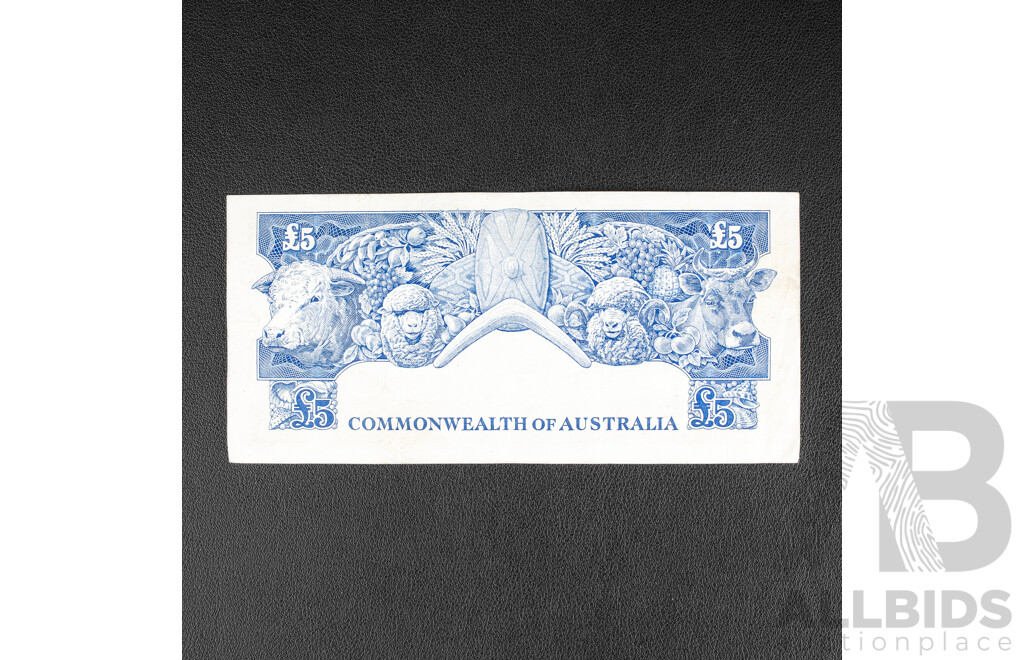 Australian 1960 Five Pound Note, Coombs/Wilson R50, TC39 407746.