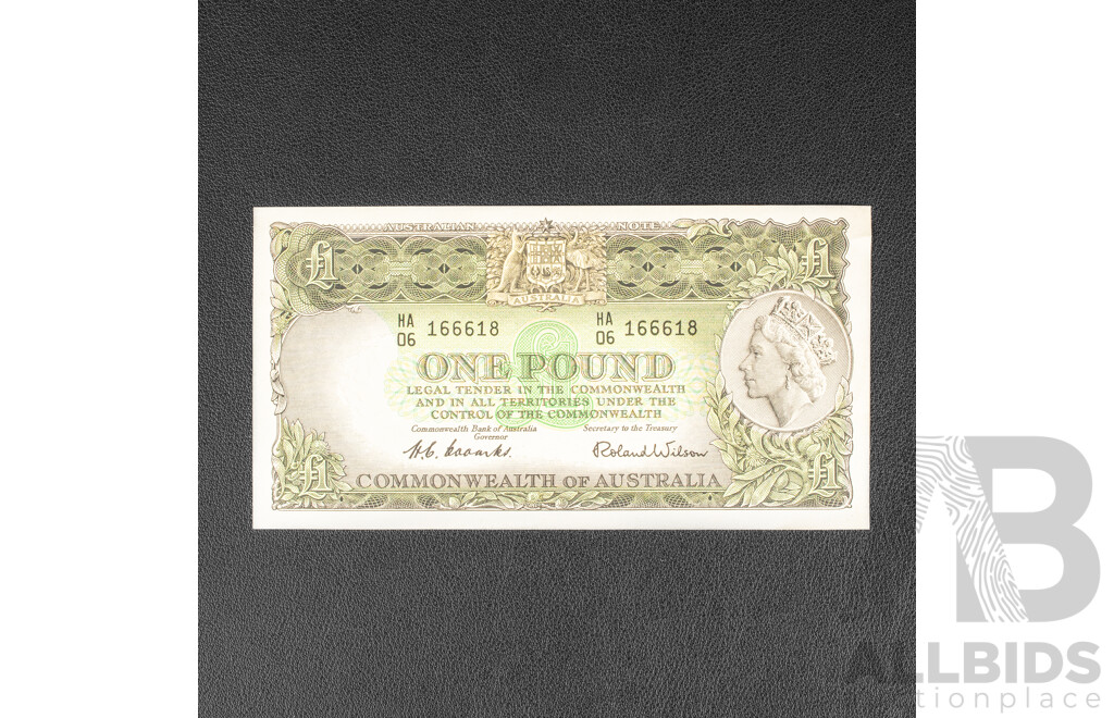 Australian 1953 One Pound Note Coombs/Wilson, R33, HA06 166618