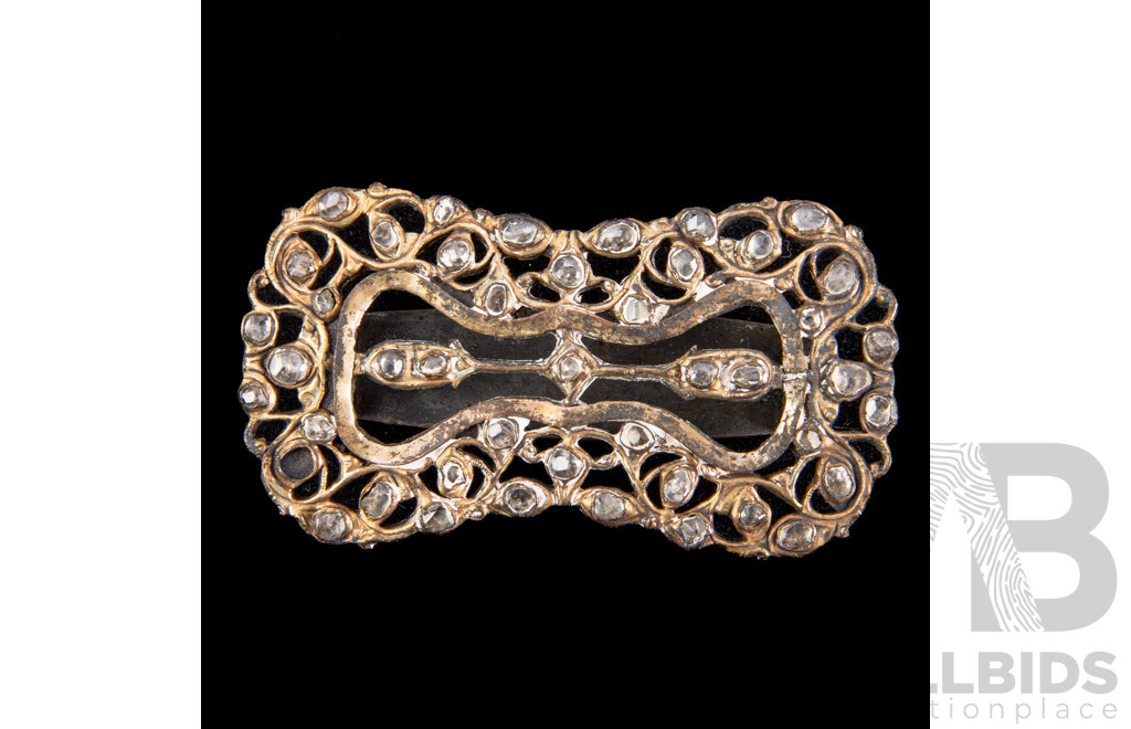 Vintage Belt Buckle with Old Native Rose Cut White Topaz
