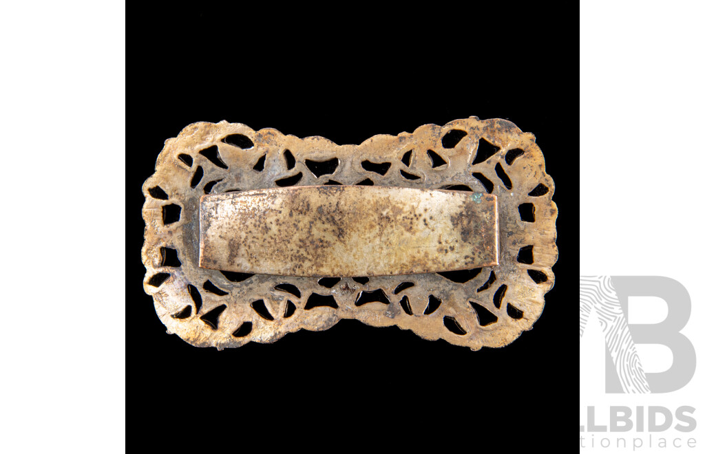 Vintage Belt Buckle with Old Native Rose Cut White Topaz