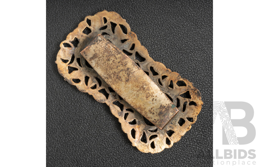 Vintage Belt Buckle with Old Native Rose Cut White Topaz