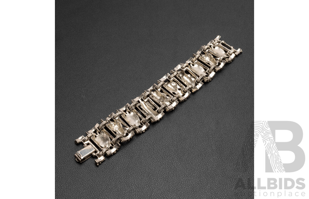 Silver Tone Chess Themed Panel Link Bracelet. Length - 19cms