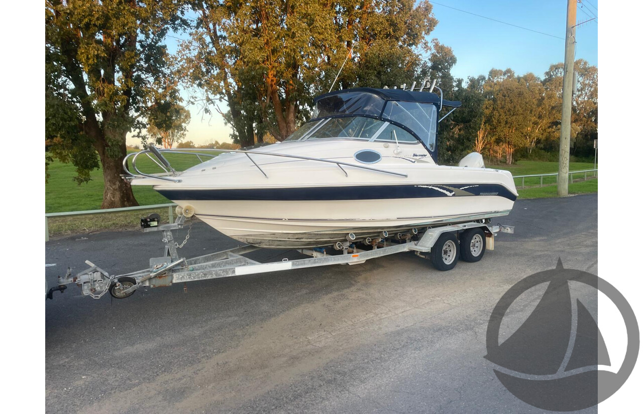 NO RESERVE - 2008 Mustang 2000 Bluewater Half Cabin, 150HP Etec Evinrude, 439Hrs