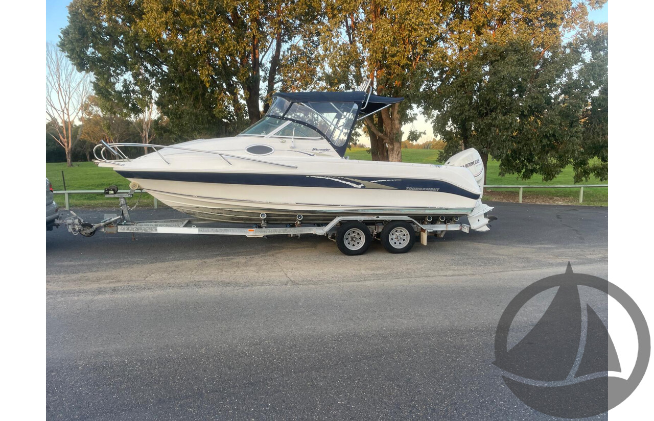 NO RESERVE - 2008 Mustang 2000 Bluewater Half Cabin, 150HP Etec Evinrude, 439Hrs