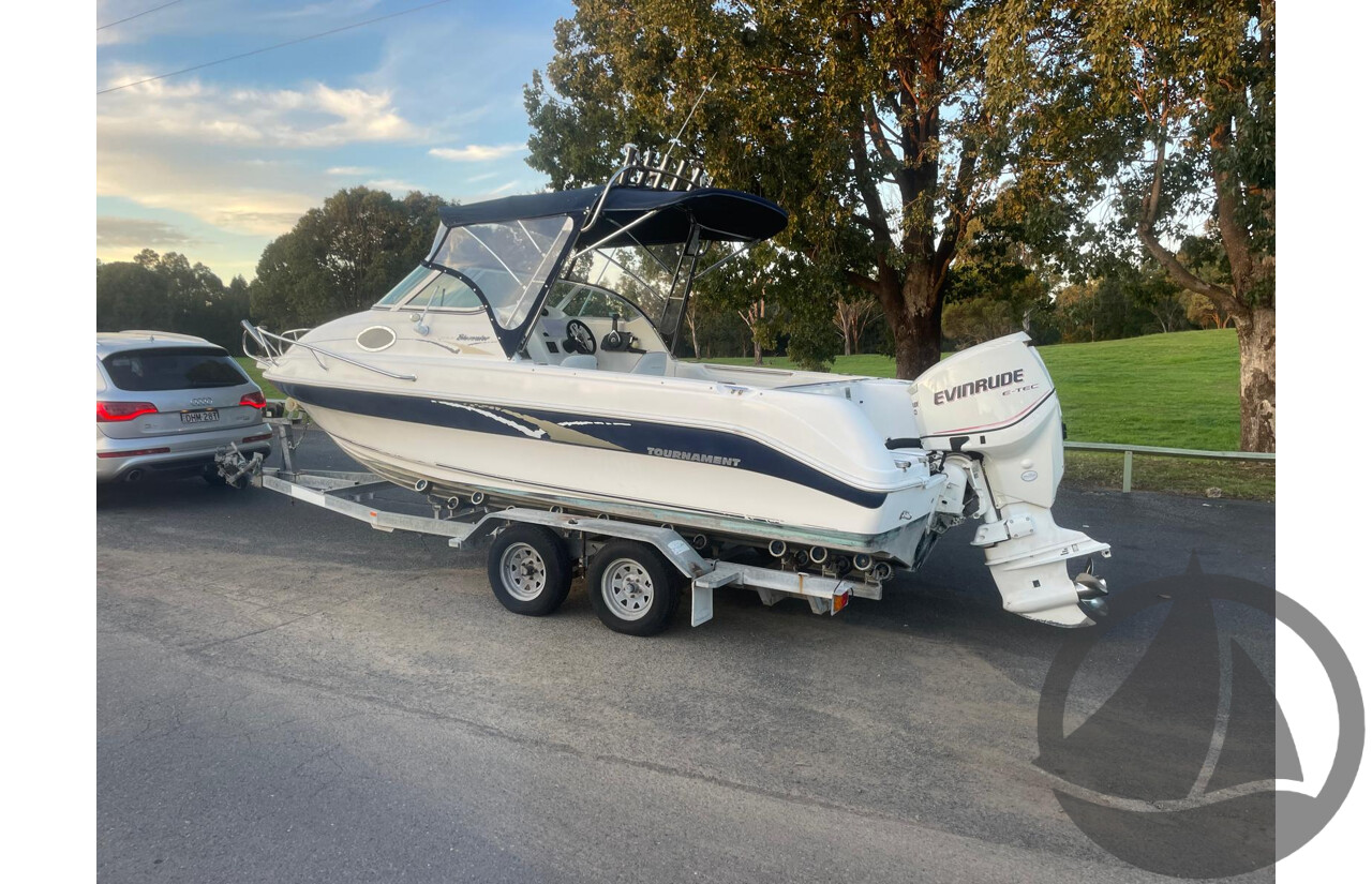 NO RESERVE - 2008 Mustang 2000 Bluewater Half Cabin, 150HP Etec Evinrude, 439Hrs
