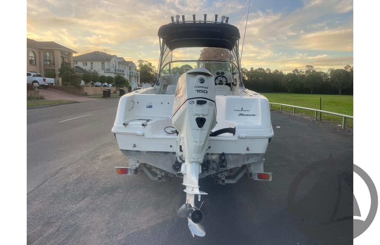NO RESERVE - 2008 Mustang 2000 Bluewater Half Cabin, 150HP Etec Evinrude, 439Hrs