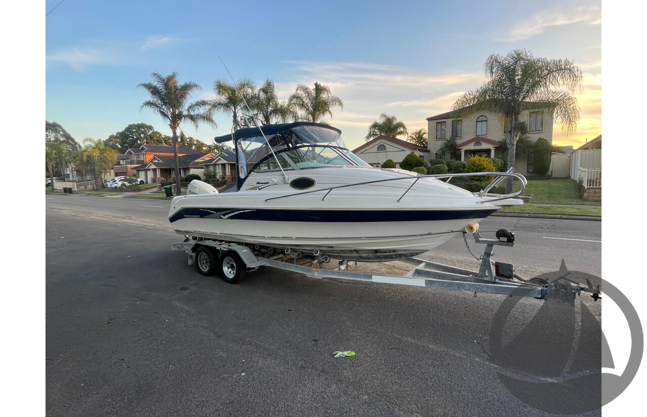 NO RESERVE - 2008 Mustang 2000 Bluewater Half Cabin, 150HP Etec Evinrude, 439Hrs