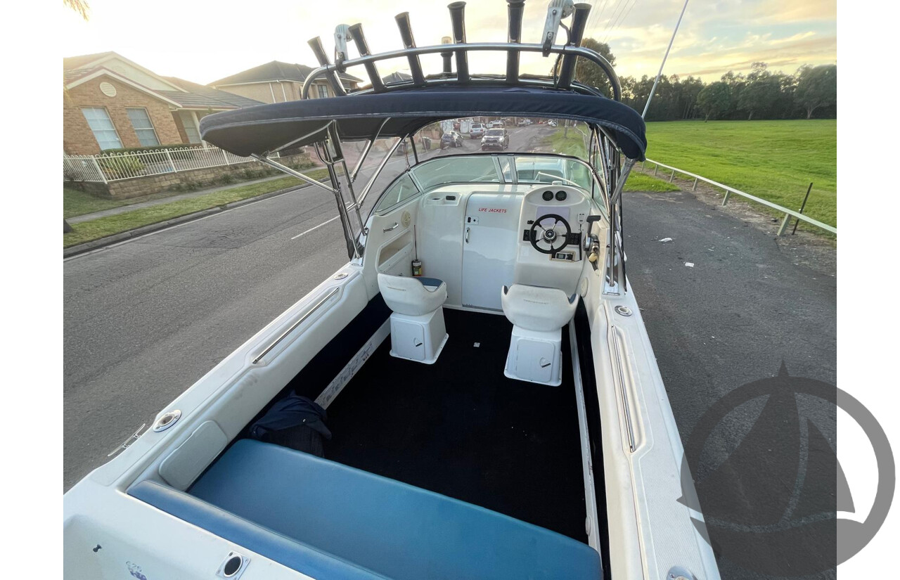 NO RESERVE - 2008 Mustang 2000 Bluewater Half Cabin, 150HP Etec Evinrude, 439Hrs