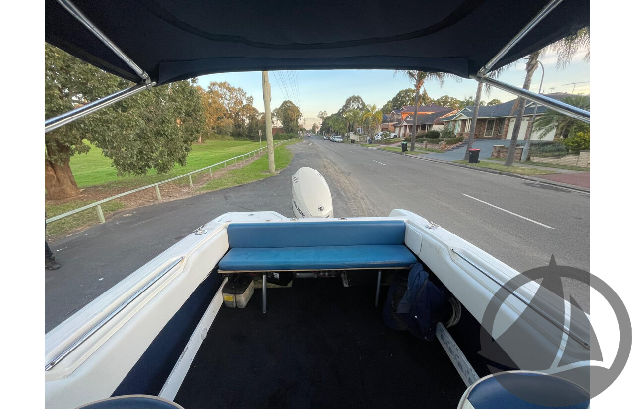 NO RESERVE - 2008 Mustang 2000 Bluewater Half Cabin, 150HP Etec Evinrude, 439Hrs