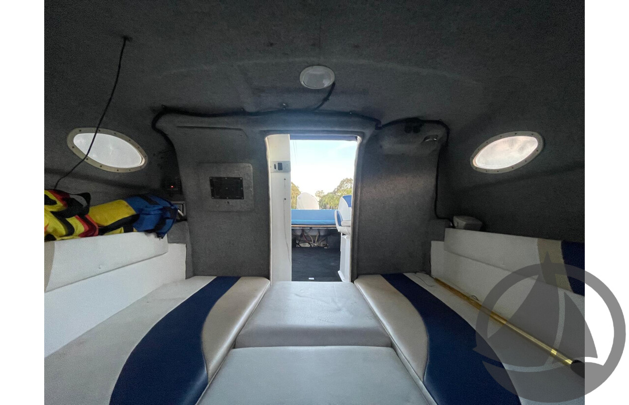 NO RESERVE - 2008 Mustang 2000 Bluewater Half Cabin, 150HP Etec Evinrude, 439Hrs