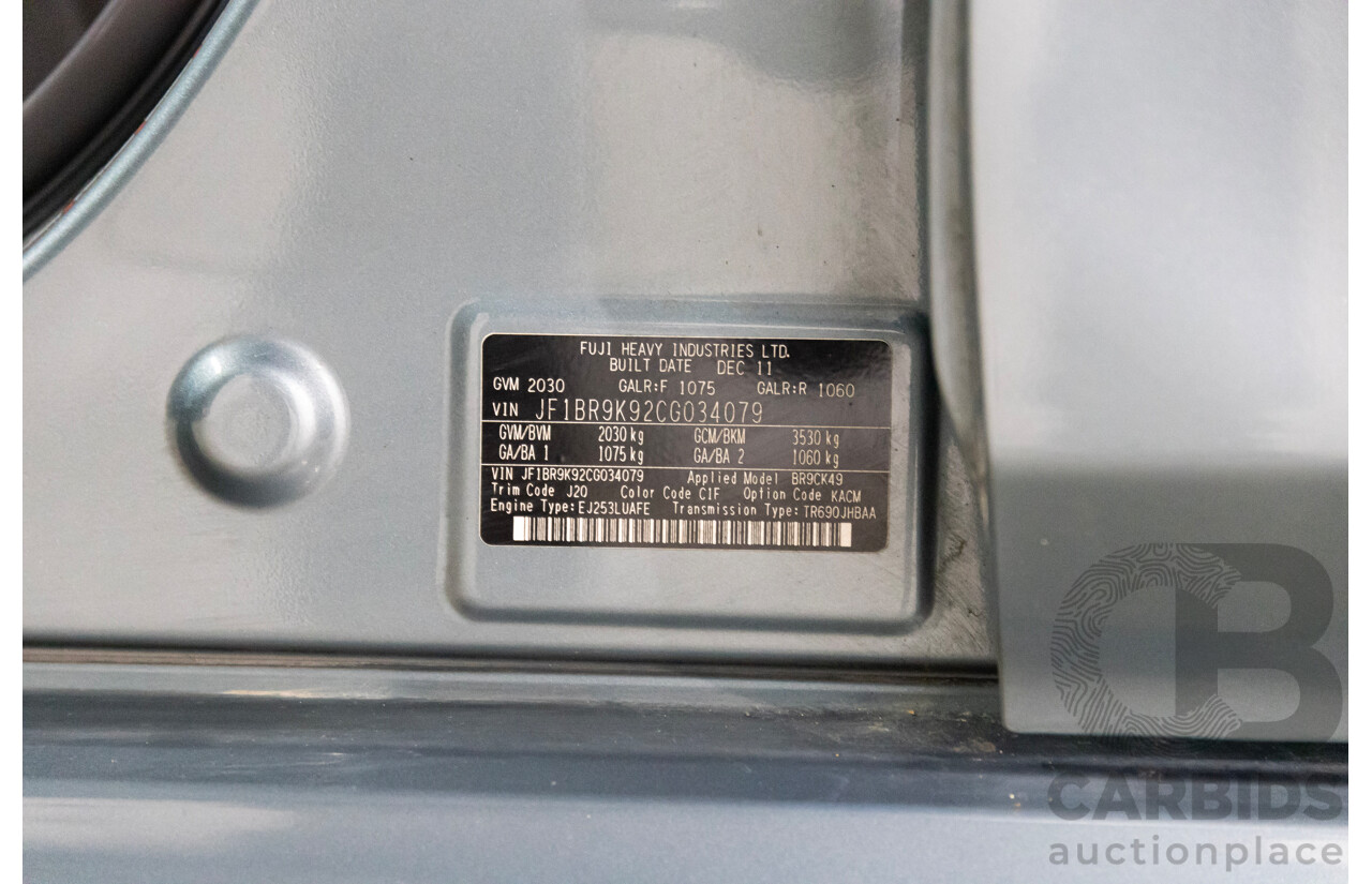 01/2012 Subaru Liberty 2.5i Premium MY12 4d Wagon Sage Green 2.5L