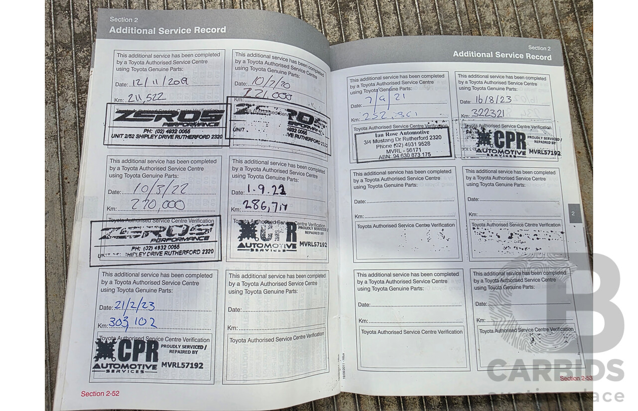 3/2012 Toyota Hilux Workmate TGN16R MY12 Cab Chassis White Petrol 2.7L