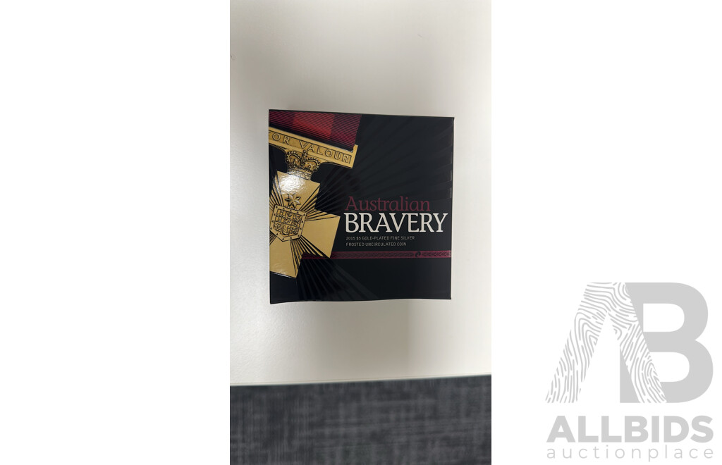 2015 $5 Australian Bravery Gold-Plated Fine Silver 1oz Frosted Uncirculated Coin (Royal Australian Mint)