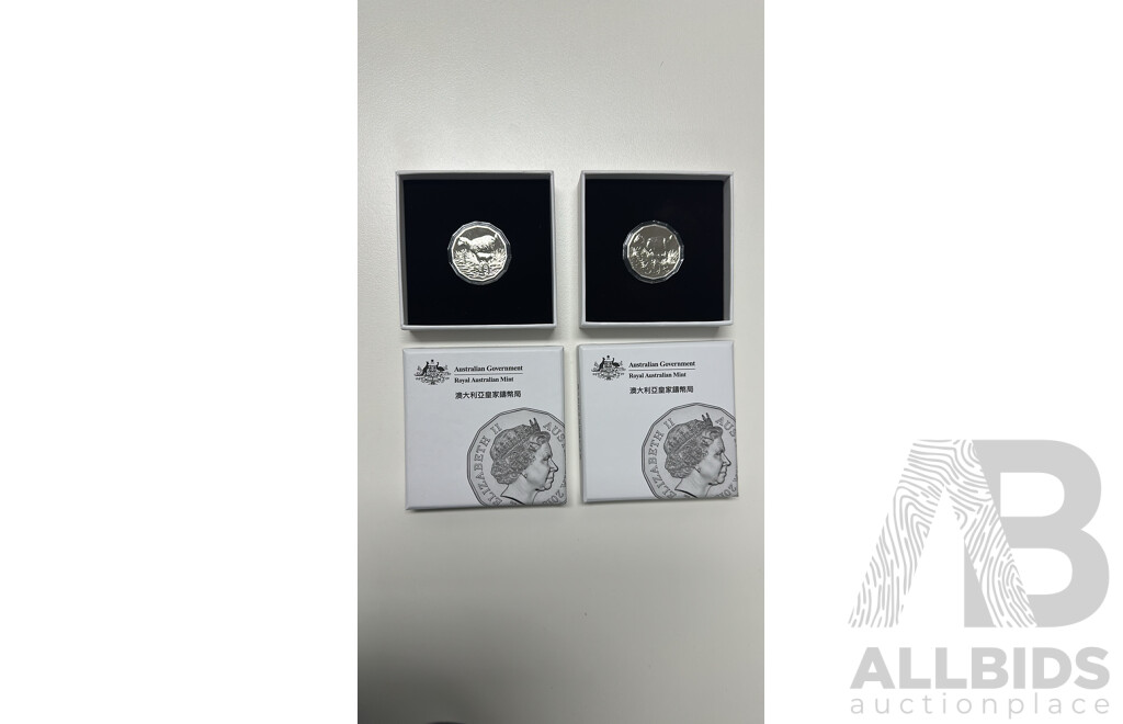 2015 Royal Australian Mint 50c Lunar New Year of the Goat Tetra-Decagonal Coin x2