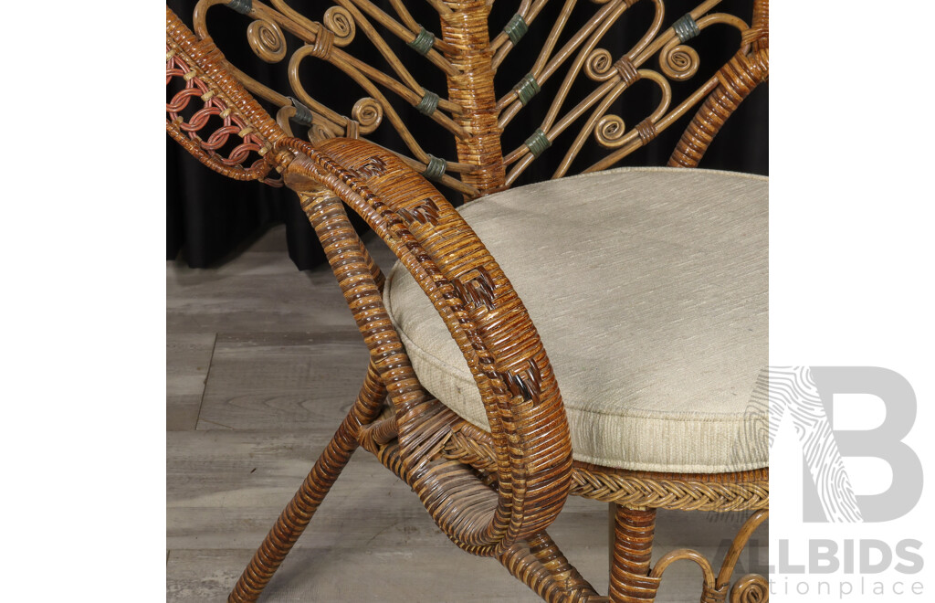 Vintage Ornate Cane Peacock Chair
