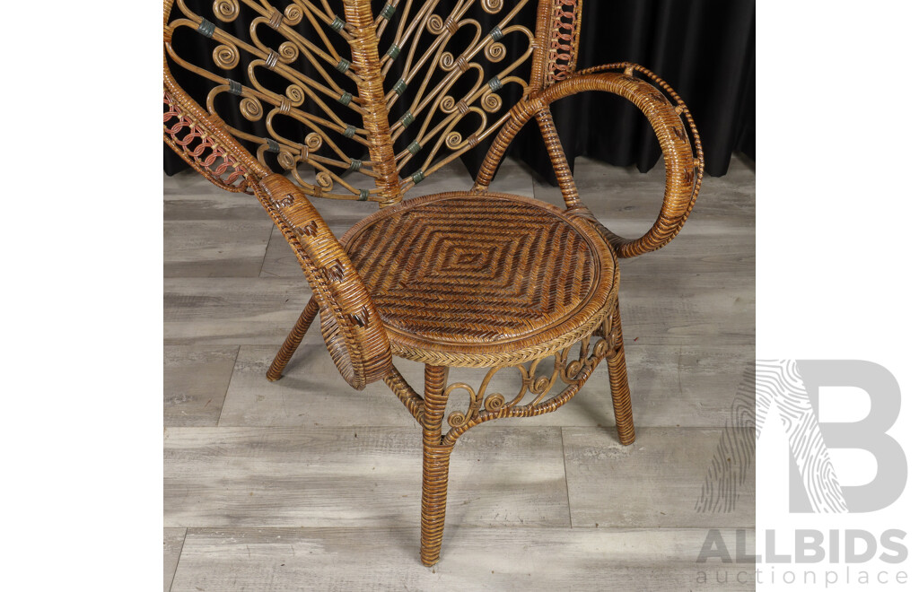 Vintage Ornate Cane Peacock Chair