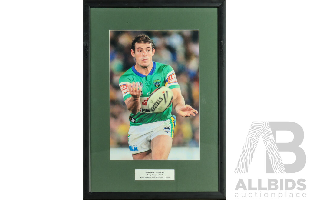 Framed Photo Print of Canberra Raiders Terry Campese