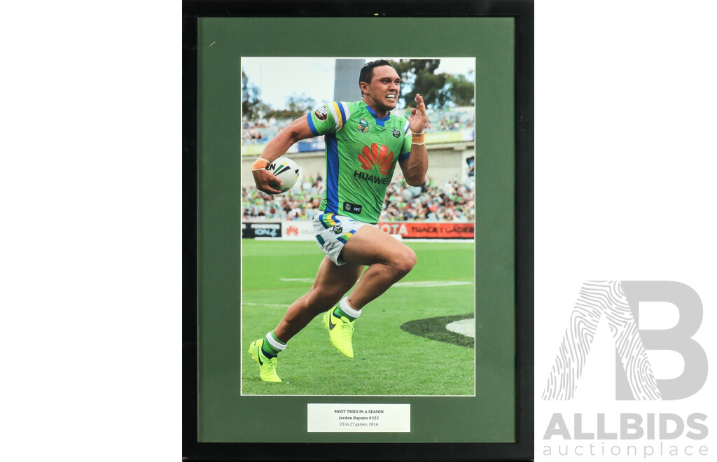 Framed Photo Print of Canberra Raiders Jordan Rapana