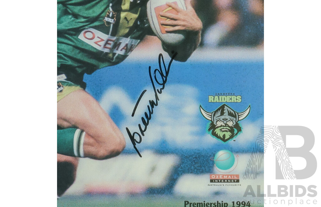 Framed Signed Photo Print of Canberra Raiders Brett 'Duck' Mullins