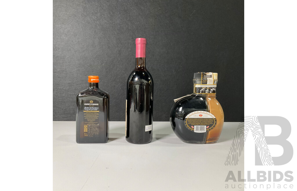 Three Bottles of Wine & Spirts