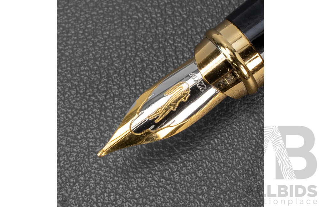 Boxed Fountain Pen with Gold Plated Nib and Ink Refills