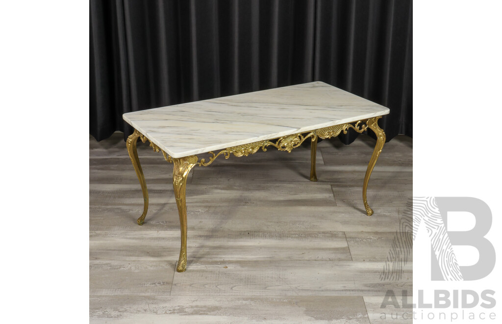 Italian Marble Top Table with Brass Base