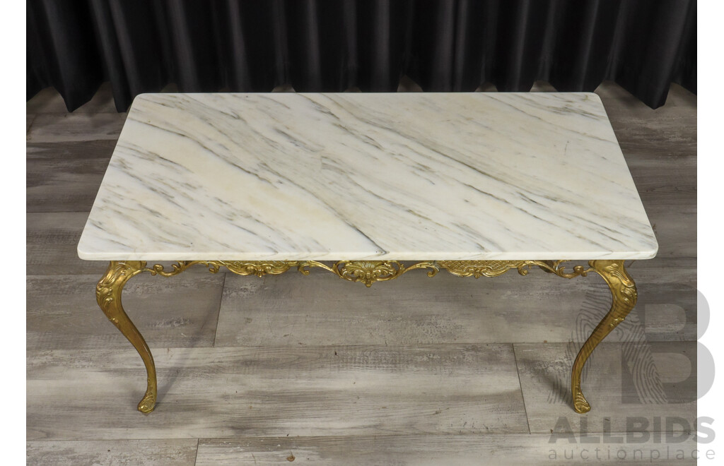 Italian Marble Top Table with Brass Base