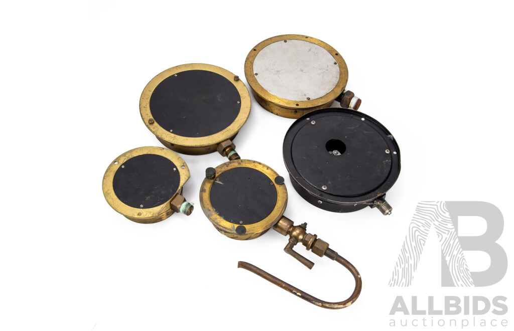 Collection of Five Pressure Gauges