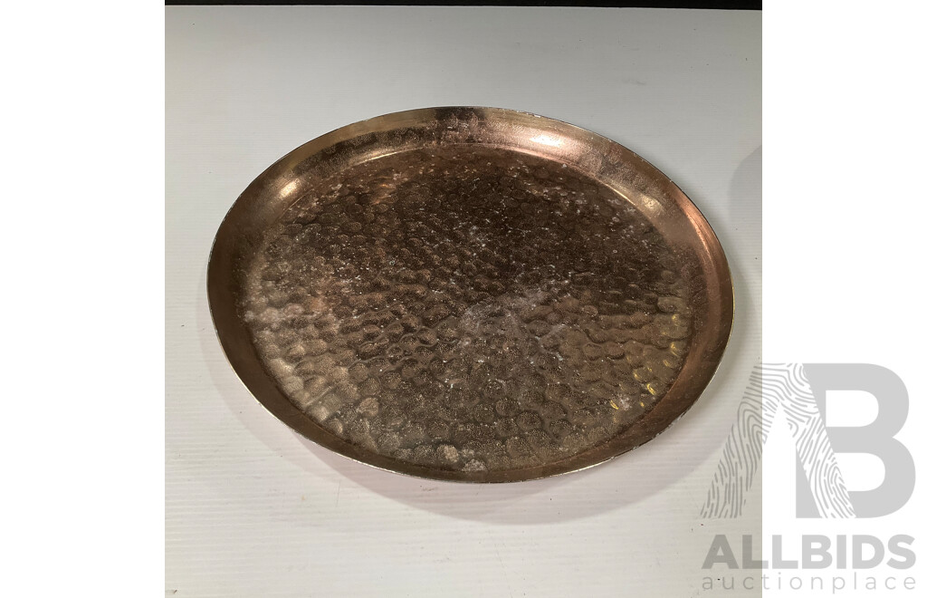 Collection of Seven Large Copper and Brass Decorative Wall Plates and Platers