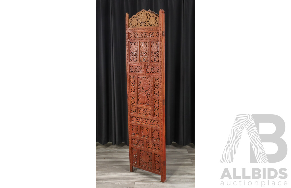 Timber Hand Carved Indian Two Panel Dressing Screen