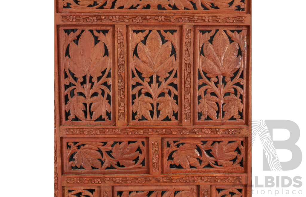 Timber Hand Carved Indian Two Panel Dressing Screen