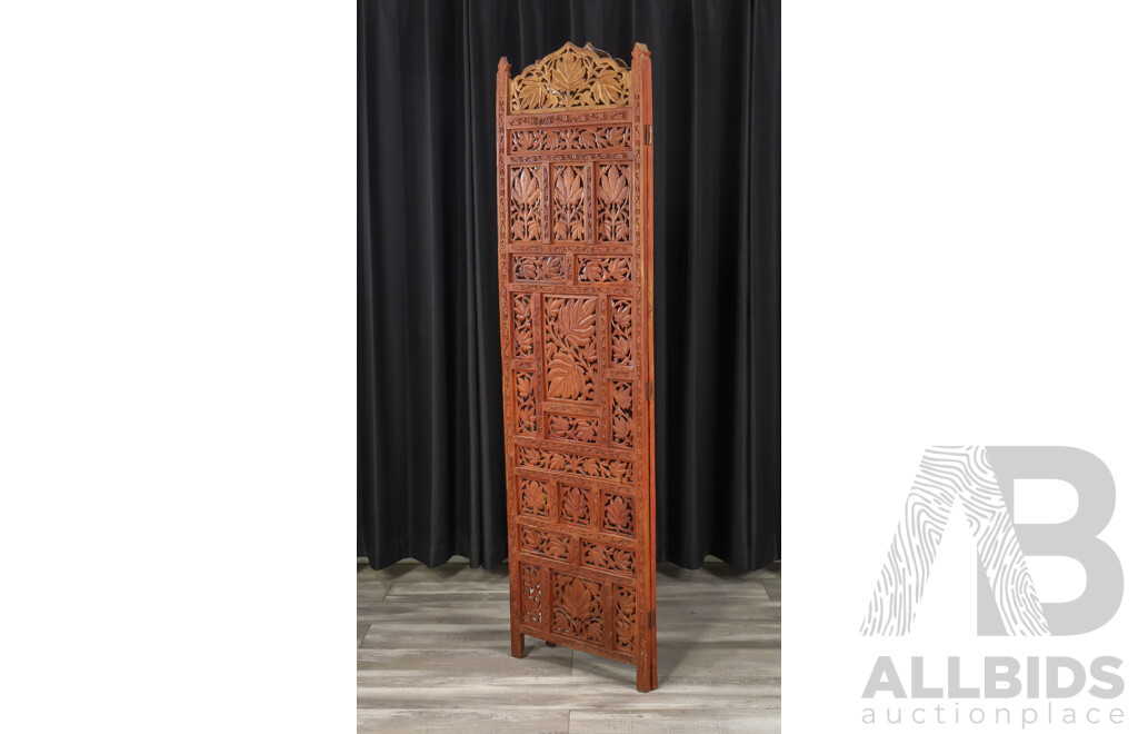 Timber Hand Carved Indian Two Panel Dressing Screen