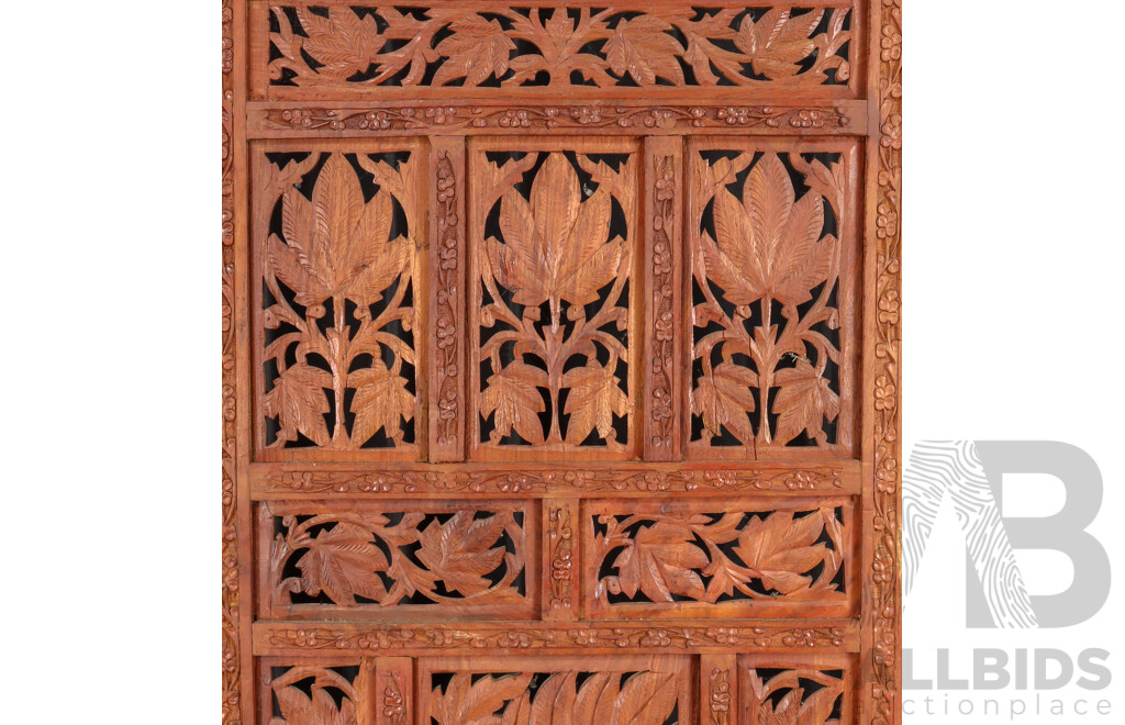 Timber Hand Carved Indian Two Panel Dressing Screen