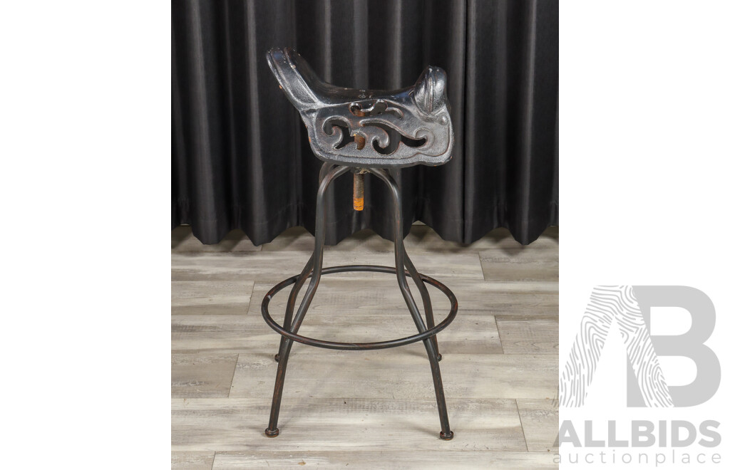 Rustic Cast Iron Saddle Bar Stool