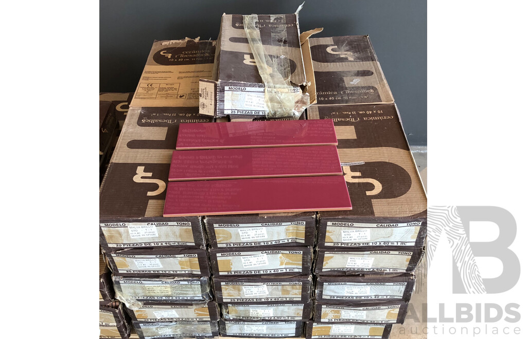 Malva Brillo Gloss Spanish 100mm X 400mm Ceramic Wall Tiles - 30.0m2 - Brand New - ORP $2550.00