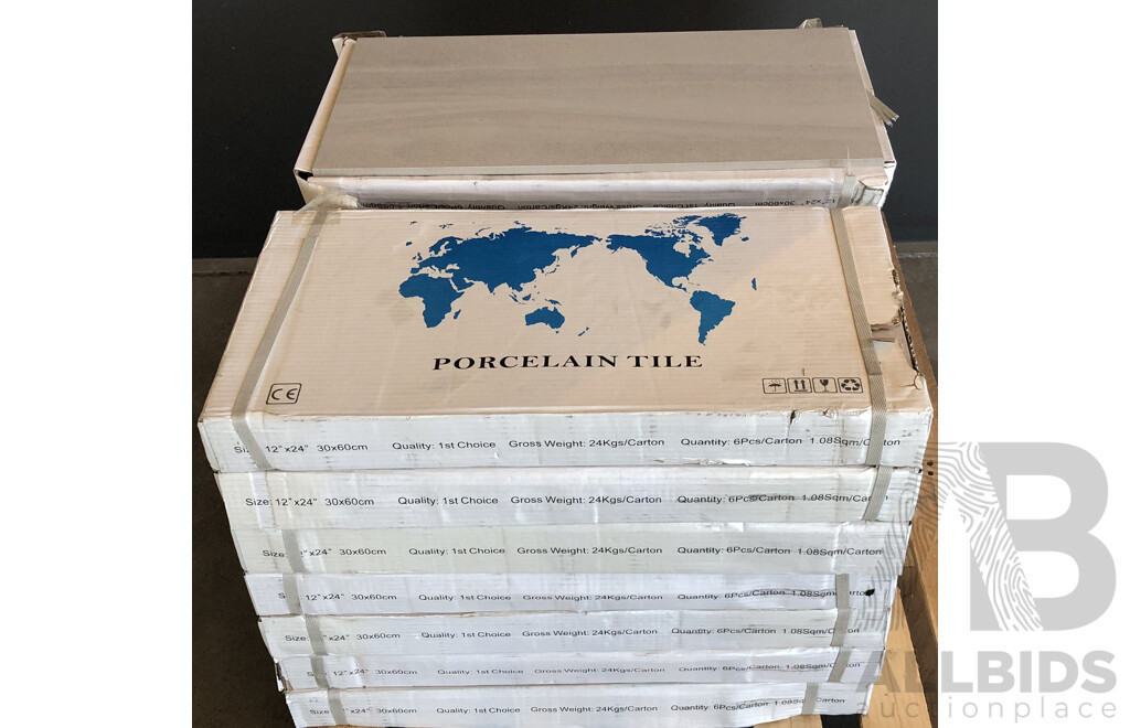 Sierra Stone Bianco Lappato 300mm X 600mm Porcelain Floor & Wall Tiles - 12.96m2 - Brand New - ORP $842.40