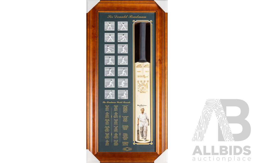 Limited Edition Sir Donald Bradman World Records Presentation Bat, No. 231/260