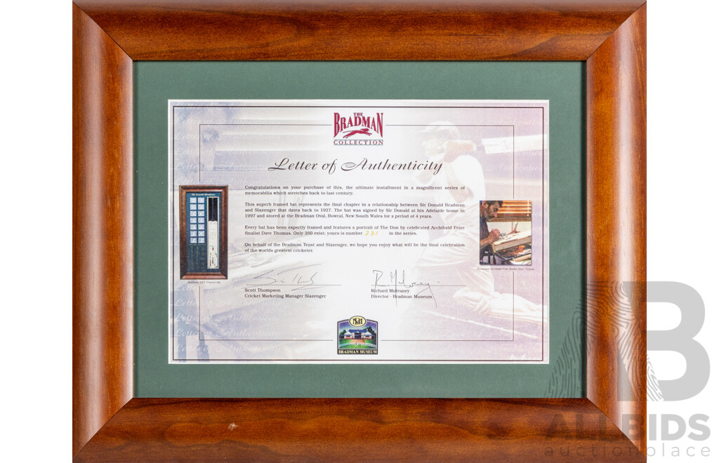 Limited Edition Sir Donald Bradman World Records Presentation Bat, No. 231/260