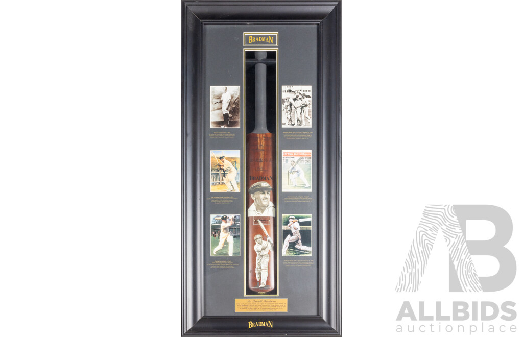 Sir Donald Bradman Signed Cricket Bat Display, The Bradman Collection