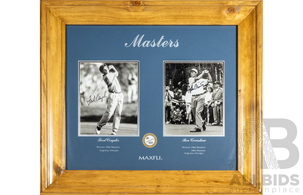Framed Signed Masters Photo Print Montage Featuring Ben Crenshaw and Fred Couples