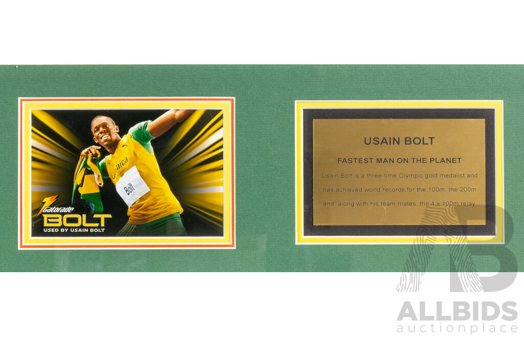Framed Signed Usain Bolt Team Jamaica Team Shirt