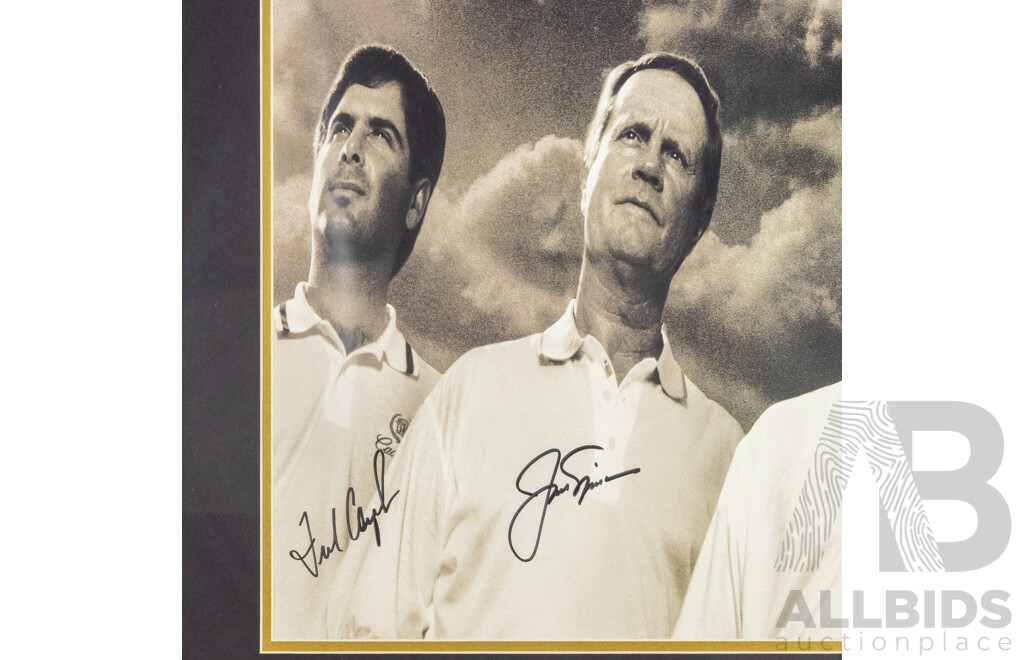 Framed Signed 'Legends of Maxfli' Photo Print Montage Featuring Jack Nicklaus, Tom Watson, Greg Norman and Fred Couples