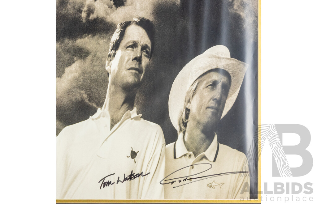 Framed Signed 'Legends of Maxfli' Photo Print Montage Featuring Jack Nicklaus, Tom Watson, Greg Norman and Fred Couples