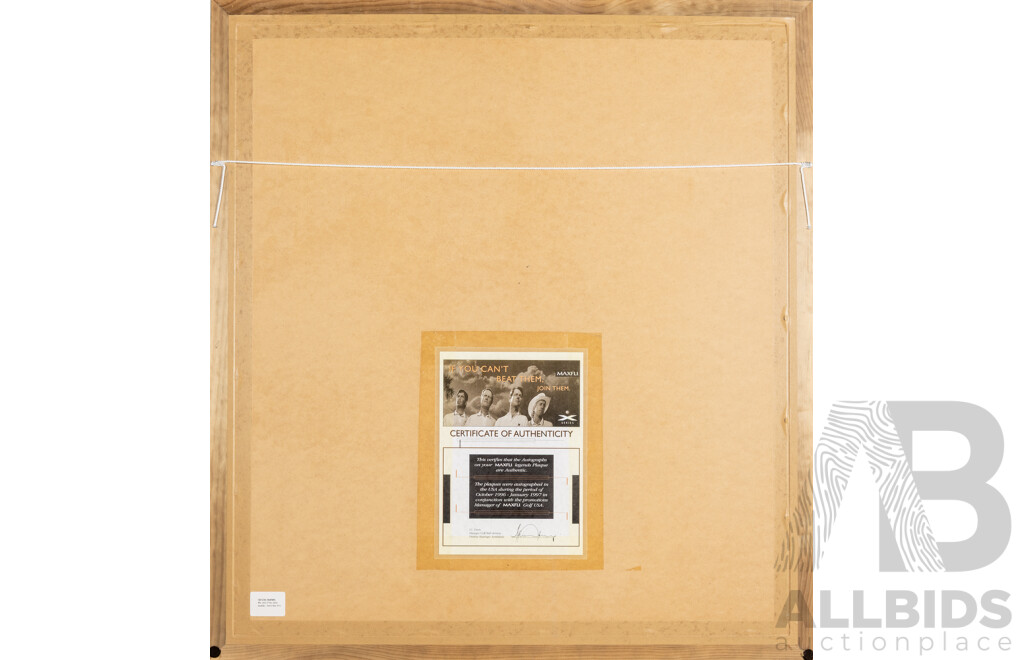 Framed Signed 'Legends of Maxfli' Photo Print Montage Featuring Jack Nicklaus, Tom Watson, Greg Norman and Fred Couples