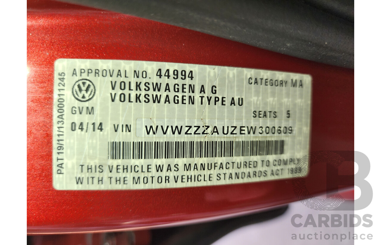 04/2014 Volkswagen Golf 90 TSI Comfortline AU MY14 5d Hatchback Red 1.4L