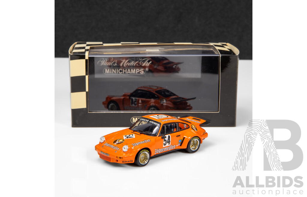 Minichamps 1975 Porsche 911 Carrera RSR 3.0 1000km Nurburgring GT Winners Jagermiester #54 1:43 Scale Model Car