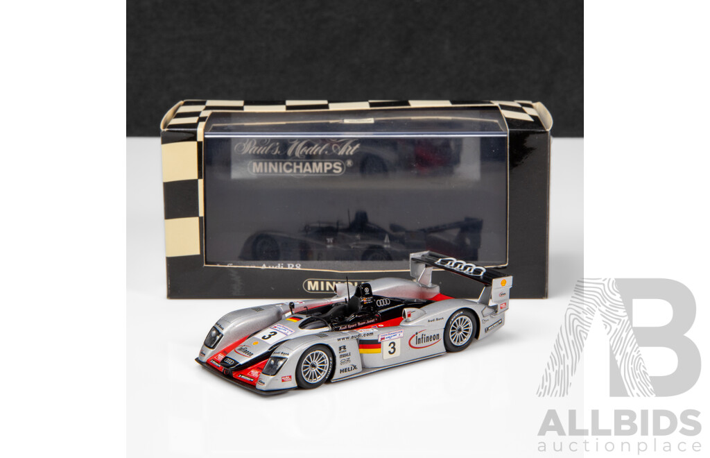 Minichamps 2002 Audi R8 24Hr LeMans Krumm Infineon #3 Silver 1:43 Scale Model Car