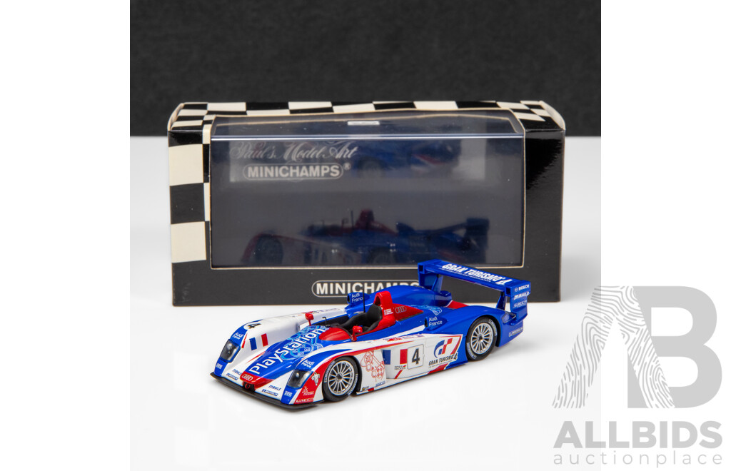 Minichamps 2005 Audi R8 24Hr LeMans Ortelli Gran Turismo 4 #4 White 1:43 Scale Model Car