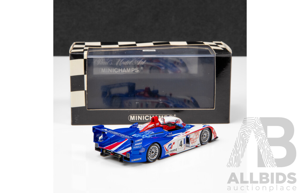 Minichamps 2005 Audi R8 24Hr LeMans Ortelli Gran Turismo 4 #4 White 1:43 Scale Model Car