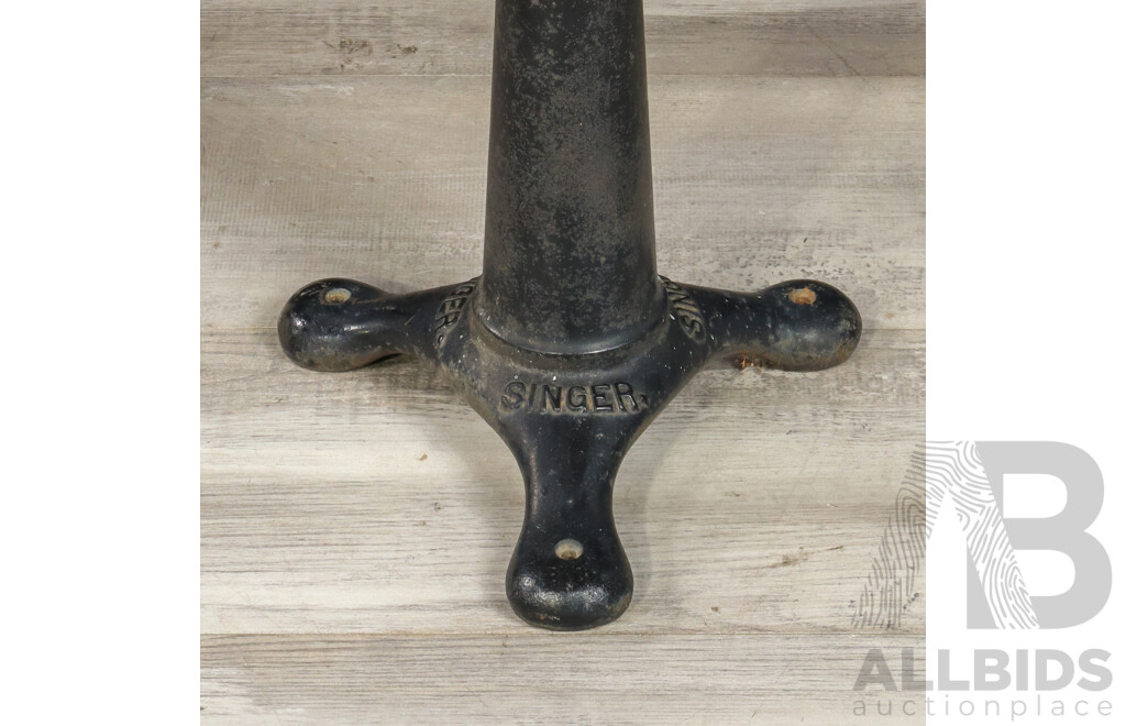 Vintage Cast Iron Singer Sewing Stool with a Timber Top